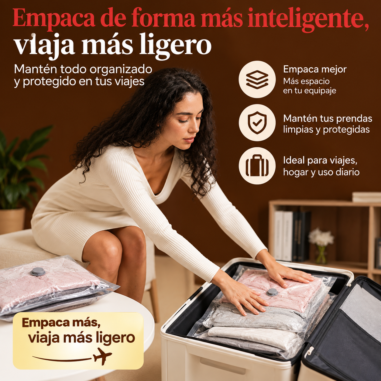 Precio especial con descuento: Pack de 15 bolsas de vacío Vacbird para viajes con bomba eléctrica recargable e inalámbrica; bolsas para equipaje de mano y maletas; ahorro de espacio para ropa. - Imagen 3