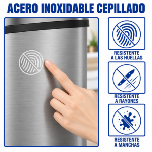 Alternative view of Precio especial con descuento: BestOffice | Cubo de basura de 13 galones con tapa | Bote de basura automático sin contacto | Control de olores | Diseño ovalado moderno | Fácil de limpiar | Acero inoxidable | Ideal para cualquier cocina, baño, oficina u hogar