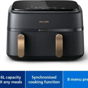 Philips Serie 3000 NA352/00 - Freidora de aire de doble cesta, 9 L, 8 en 1